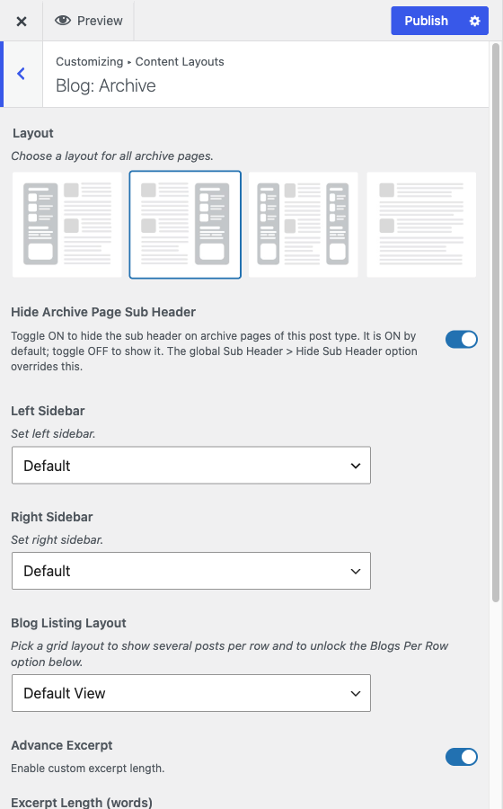 The Blog: Archive section in Content Layouts