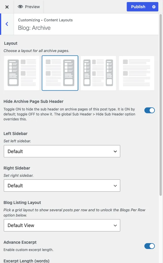 The Blog: Archive section in Content Layouts