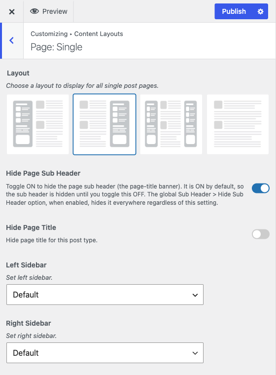 The Page: Single section in Content Layouts