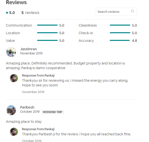 reviews and ratings airbnb