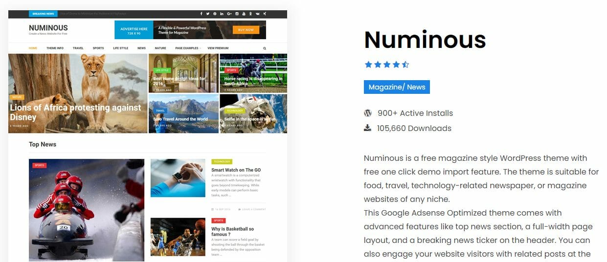 Numinous Pro- Best AdSense WordPress Theme