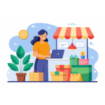 local seo for small business; A woman standing and working on laptop