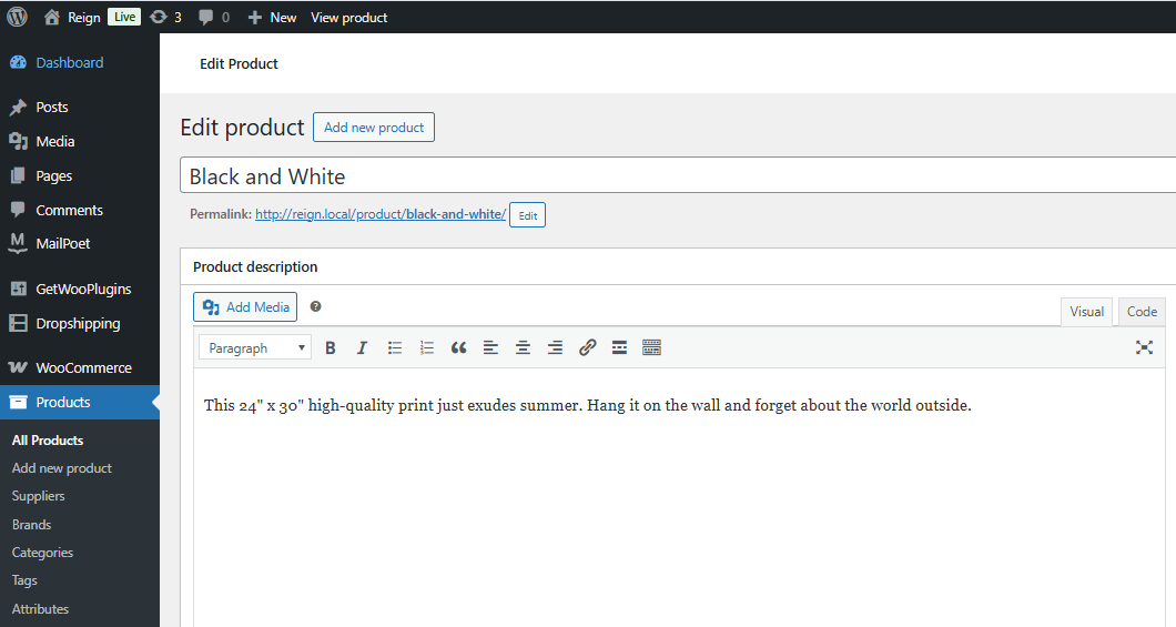 Create a New Product or Edit an Existing One
