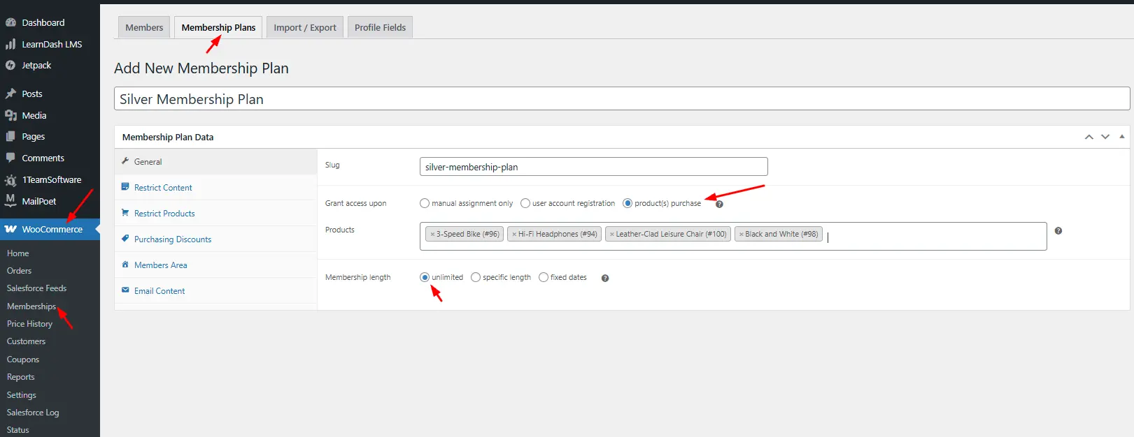Create Membership Plans
