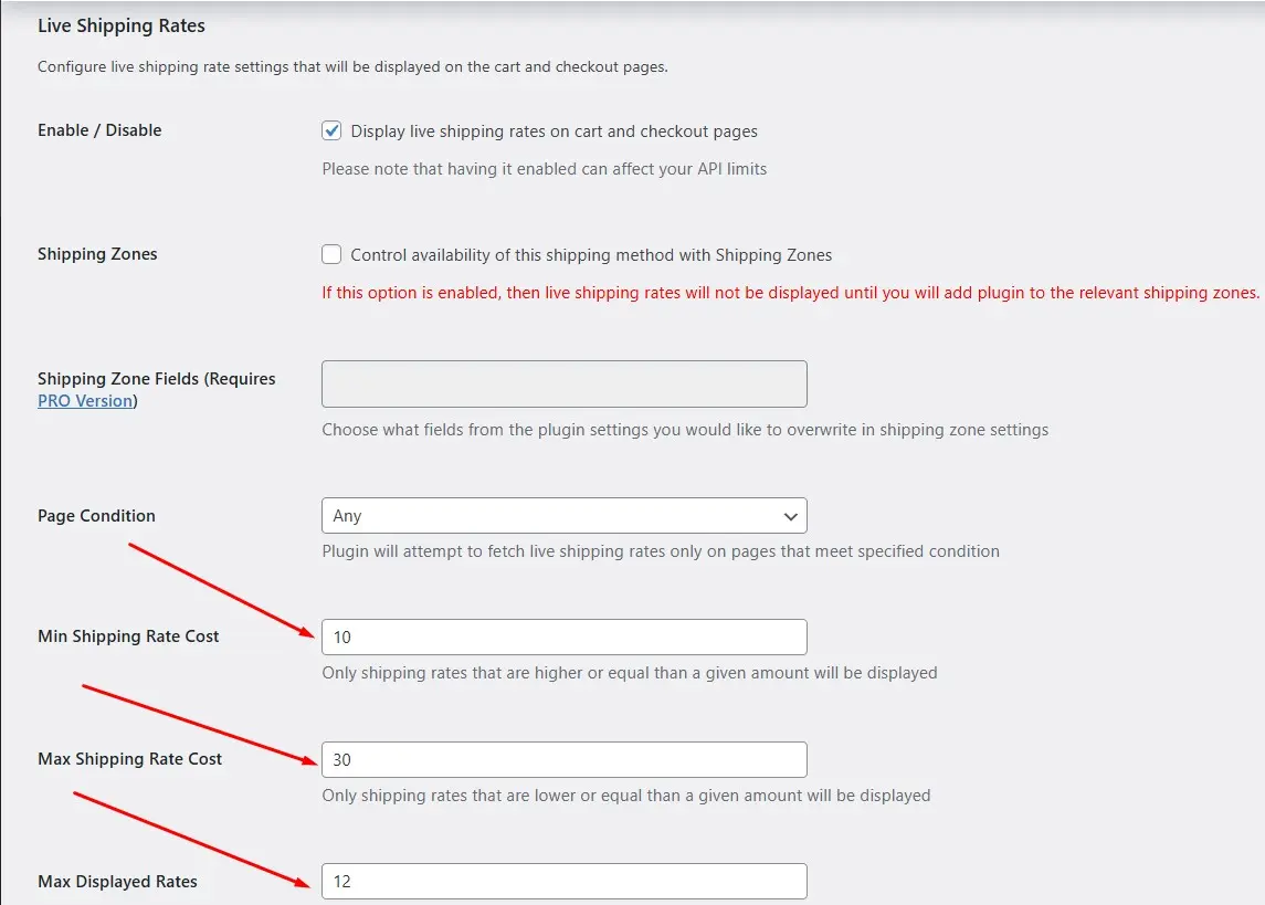 Configure Shipping Options