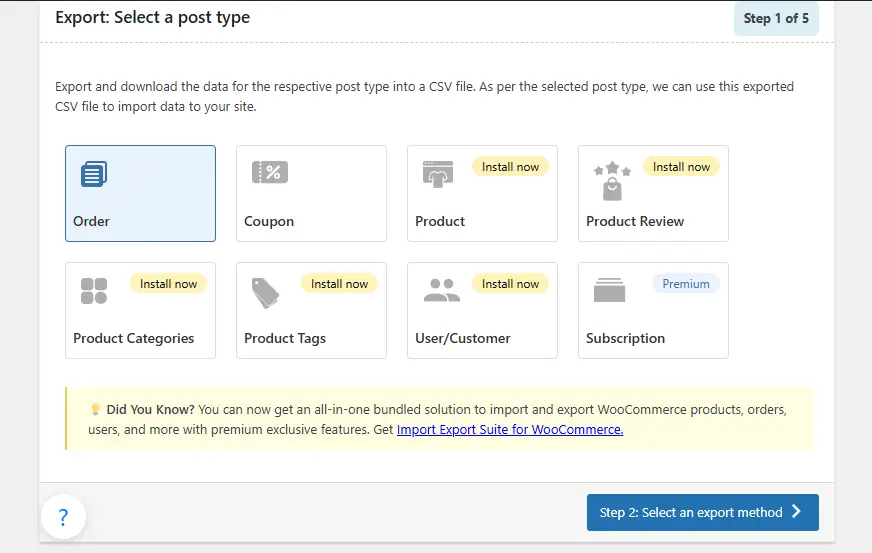 Select Export Orders.
