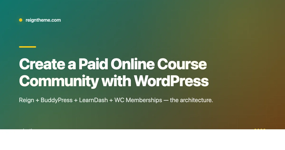 Banner for paid online course community with WordPress