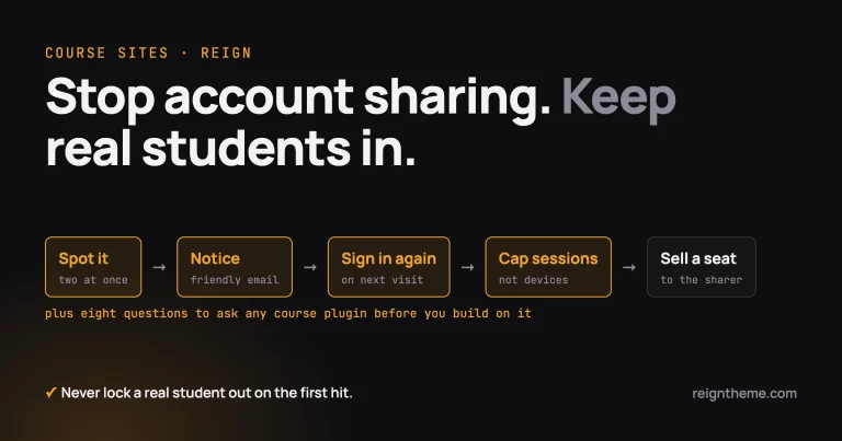Stop Course Account Sharing Without Locking Out Students (and What to Check in a Course Plugin)